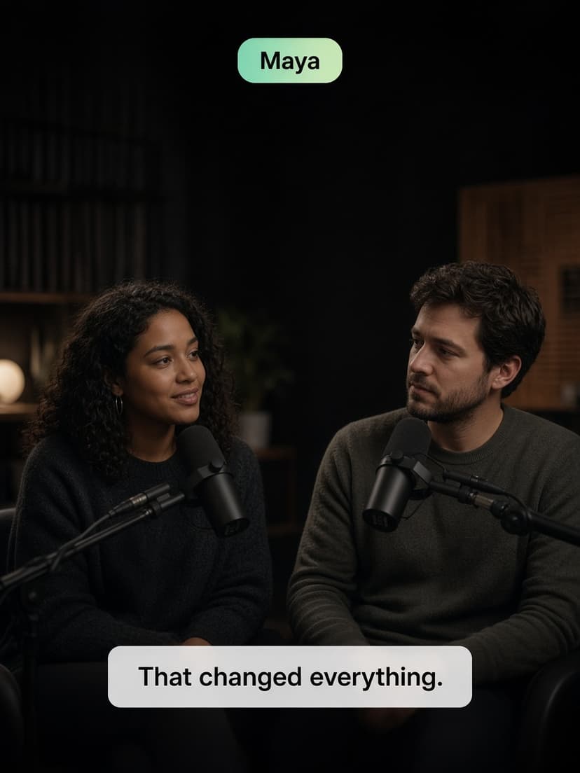 Speaker name above podcast captions
